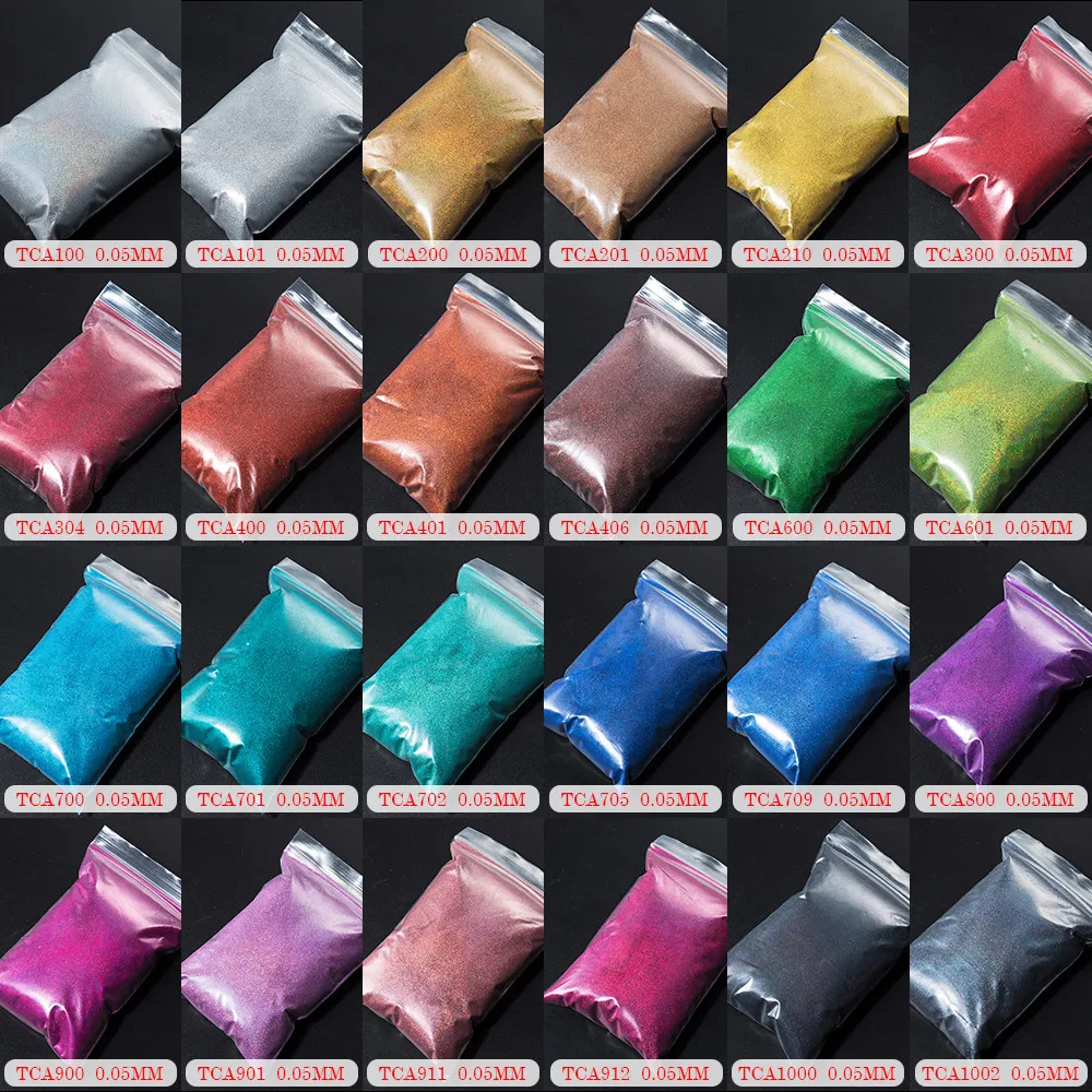 TCT-069 24 Finest 0.05 MM Size Holografische Kleur Kleinste Maat Glitter Poeder voor Nail, Tatto Art Decoratie DIY Make verf