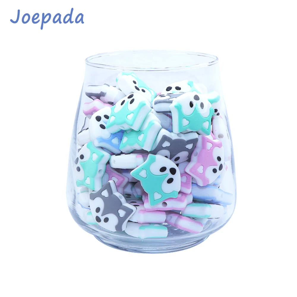 Joepada 100Pcs Fox Baby Teether Animal Shape Food Grade silicone Beads Oral care Toy DIY Baby Pacifier Chain Necklace Accessorie