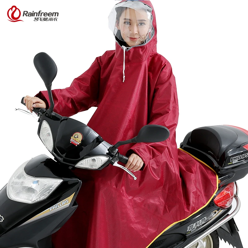 

Rainfreem Men/Women Impermeable Electromobile/Bicycle Rain Poncho Thick Raincoat Double Transparent Hood Rain Gear Rain Coat