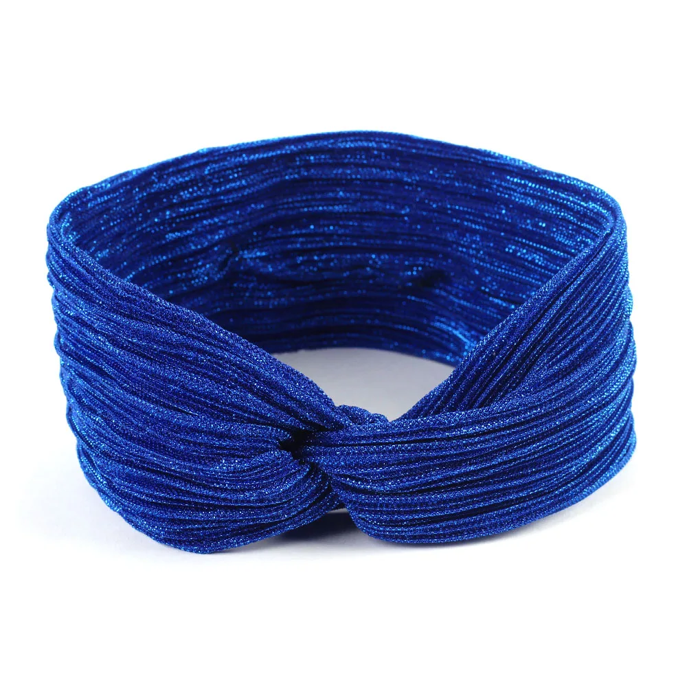 CHARM WOOD Women\'s Metallic Color Folded Headband Summer Breathable Elastic Spa Headbands for Girls Mesh Hair Band Accessory