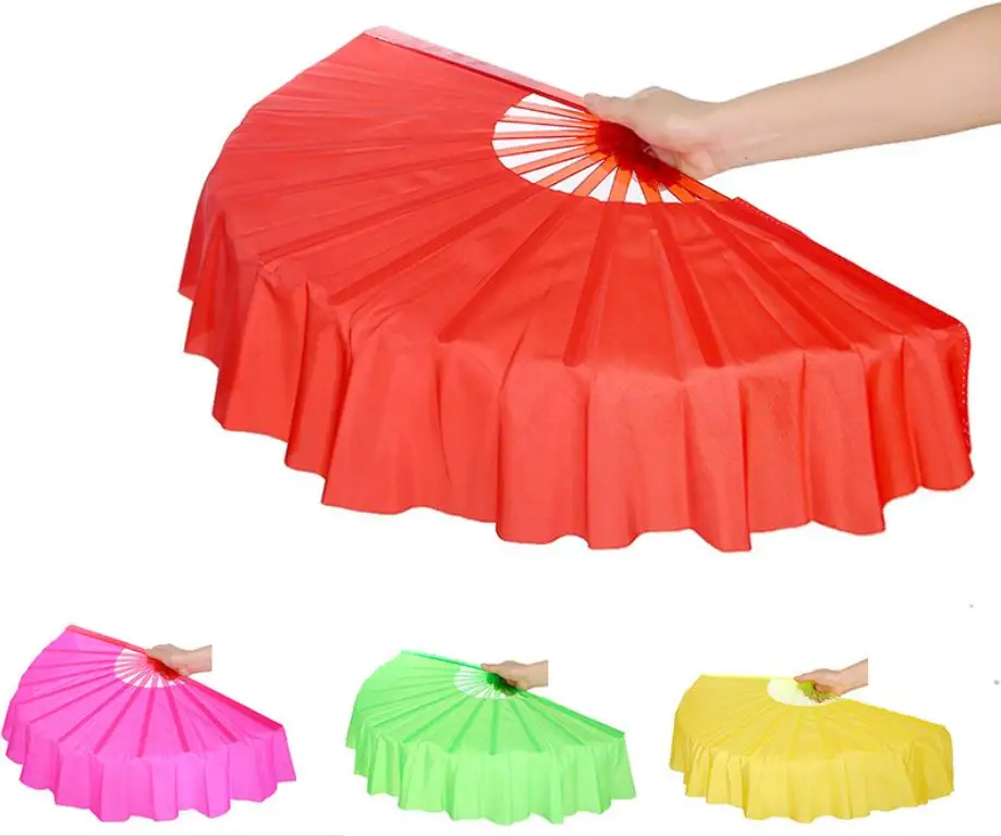 50pcs/lot 41cm Solid Black Red Folding Hand Fans Craft Dance Performce Wedding Party Souvenir Decoration Supplies SN1879