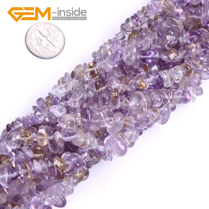 Free shipping!  6--7mm Purple Ametrines Natural Stone Chips Loose Beads For Jewelry Making Strand 34