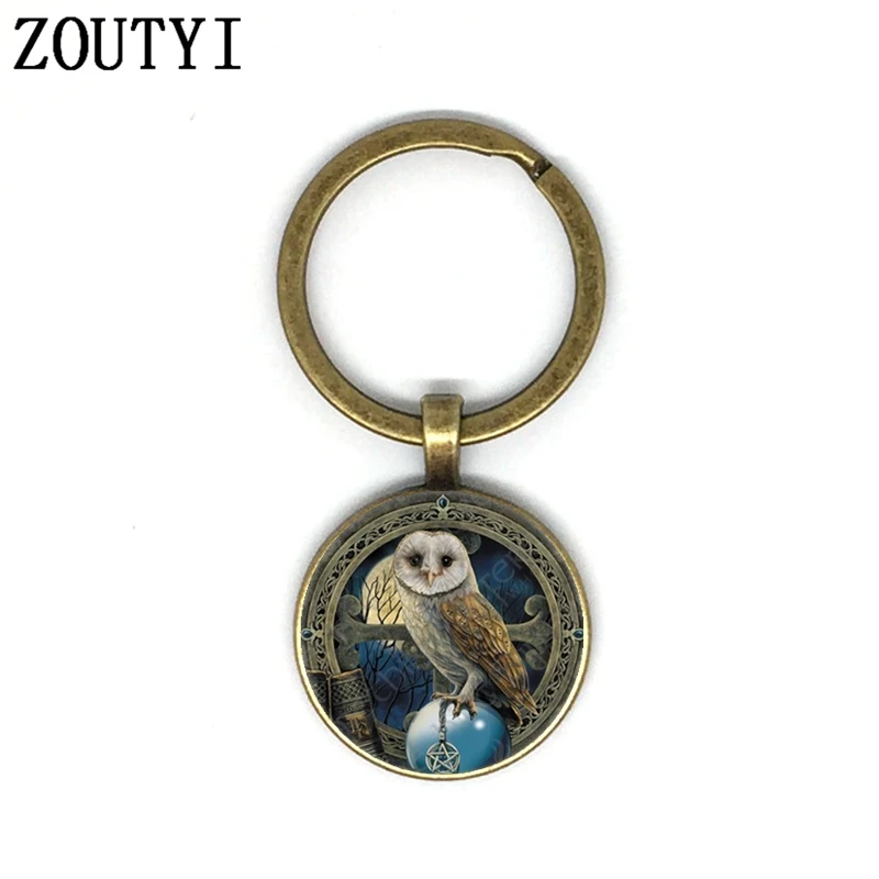 Pendentif hibou sorcier vintage pour homme, chaîne continent en verre convexe, pendentif voiture de qualité, neuf, chaud, 600