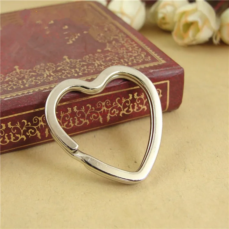 10pcs/lot Antique Bronze/Rhodium Heart Shape Keychain Circle Keyring Findings Fit DIY Keychain Rings Circles Accessories