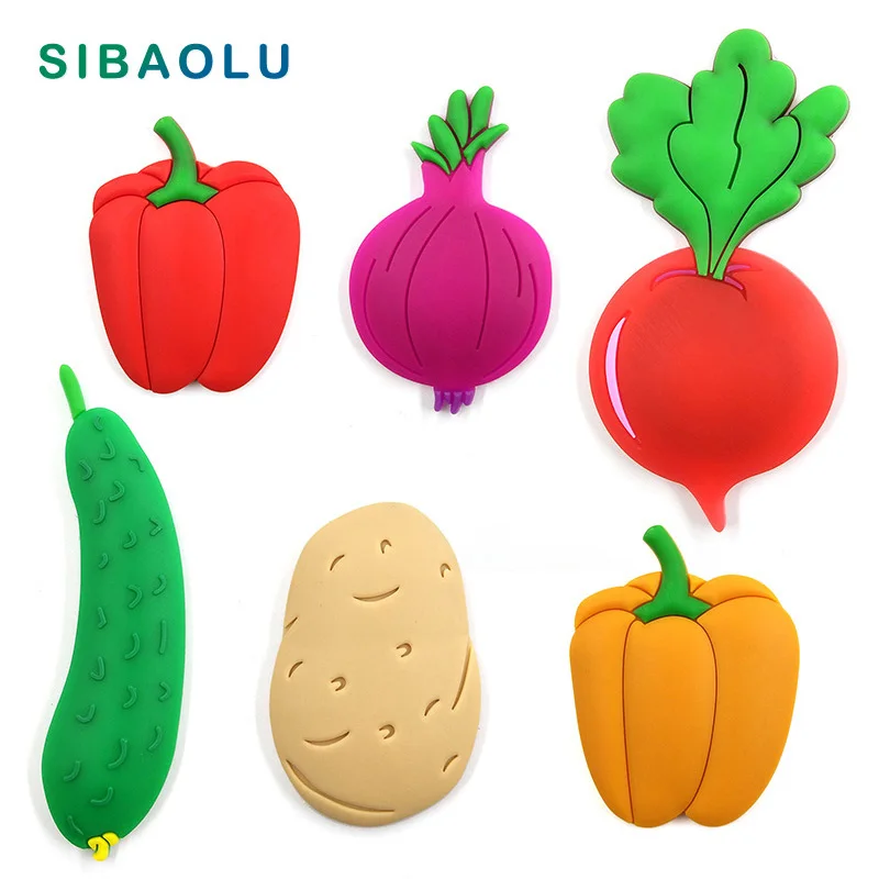 1pc Vegetable Fruit silicone fridge magnets whiteboard cartoon Food sticker Refrigerator Magnets Message post Home Decoration