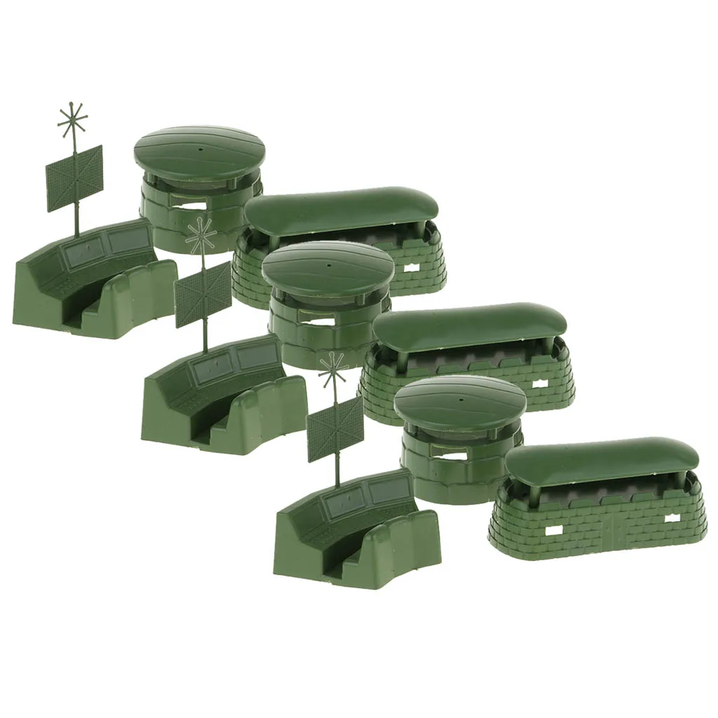 Big Bunkers Radar Models Toy, Soldiers Action Figures, Army Men Acessórios, Cenas de Guerra, Pretend Play Brinquedos para Crianças, 9Pcs