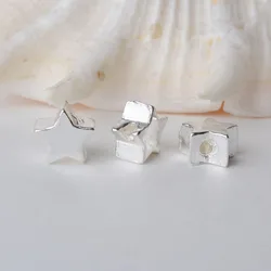 솔리드 925 스털링 실버 다섯개 스타 참 비즈, 스페이서 루즈 비드 1.2mm 구멍 쥬얼리 diy 구성 요소 액세서리