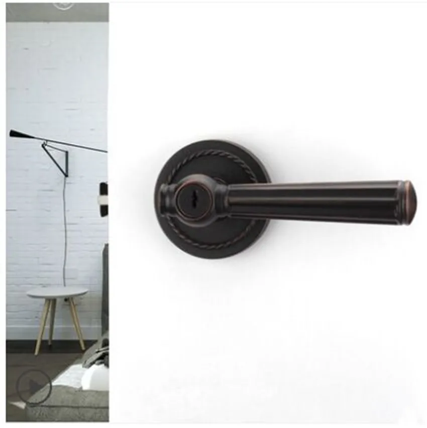 American vintage style indoor wooden door single tongue lock black antique copper beathroom door lock  without key ORB