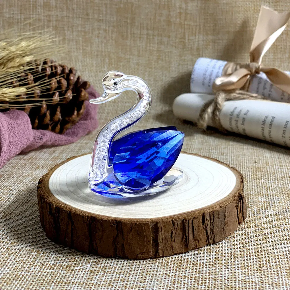 Figuritas de cristal de cisne para decoración del hogar, adorno de cristal de cisne lindo, colección de diamantes, pisapapeles de animales,