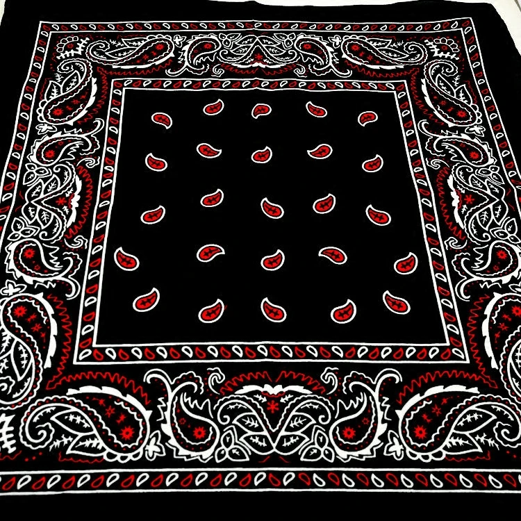 Cotton Black Bottom Red Paisley Bandana Multipurpose Hip-hop Unisex Bandanas Hair bands Single Sided Head Wrap Scarf Scarves