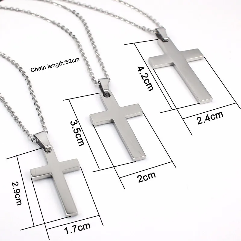 Women/Men Necklace Cross Statement Pendants Jewelry Multi Sizes Long Chain Stainless Steel Present for The Party