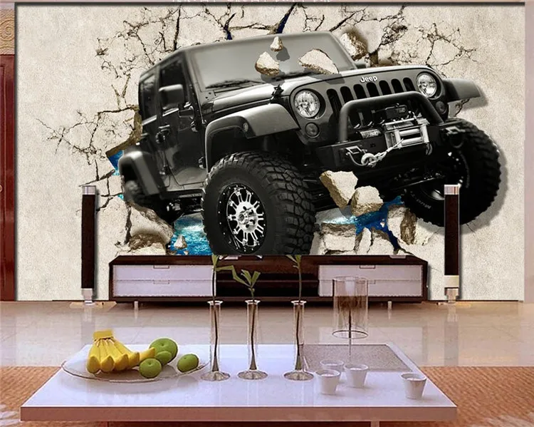 

3d Custom photo mural 3d wallpaper Retro luxury car broken wall decoration painting 3d wall murals wallpaper for walls 3 d