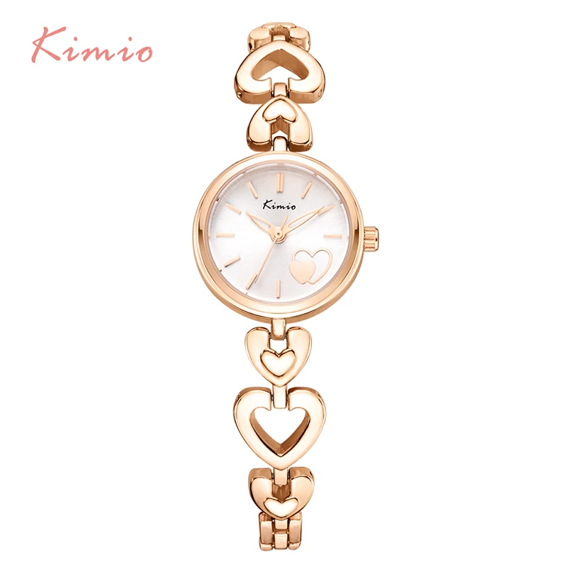 

KIMIO Brand Women's Watches Shell Surface Love Heart Bracelet Watch Stainless Steel Quartz Wristwatch Ladies Dress Watch Clock