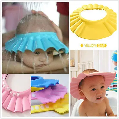 FOCUSNORM Soft & Adjustable Baby Shower Cap Children Shampoo Bath Wash Hair Shield Hat Bathing Bebes