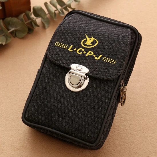 

Men Fanny Pack Mobile Phone Bags Brown Black Zipper Coin Purse Burse Good Quality Bag Canvas Cover Waist Packs Casual Man Purses