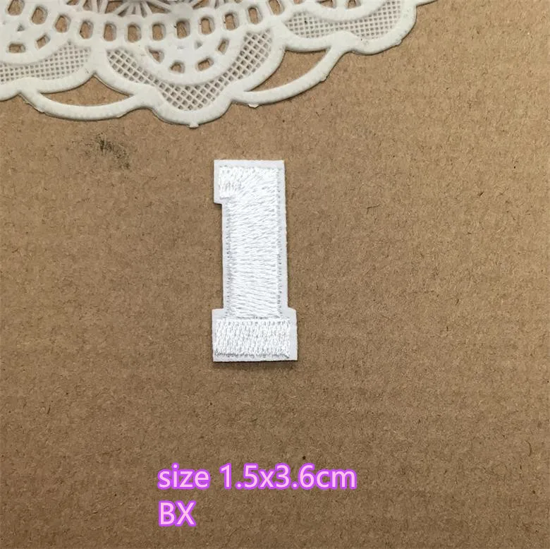 1 pcs white Numbers embroidered iron on patches cloth accessories popular clothing bag hat shoe decor Patches BX Appliques