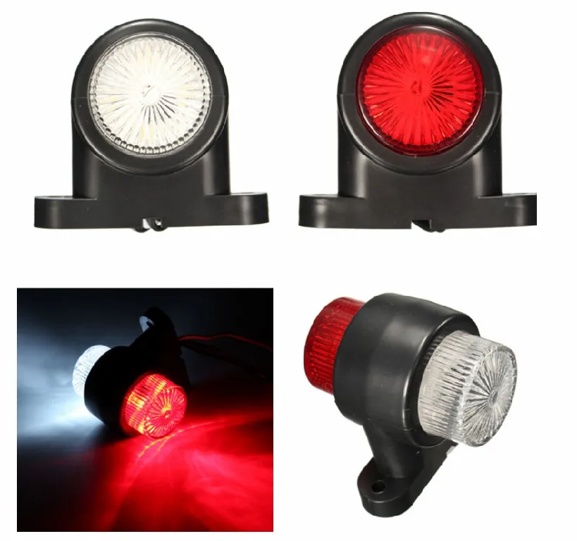 2Pcs 10-30V 8 LED Red & White Side Marker Light Lamp Trailer Truck Lorry Caravan Vhicles Tail Led Light 10-30V DC 8LEDs （1Pair ）