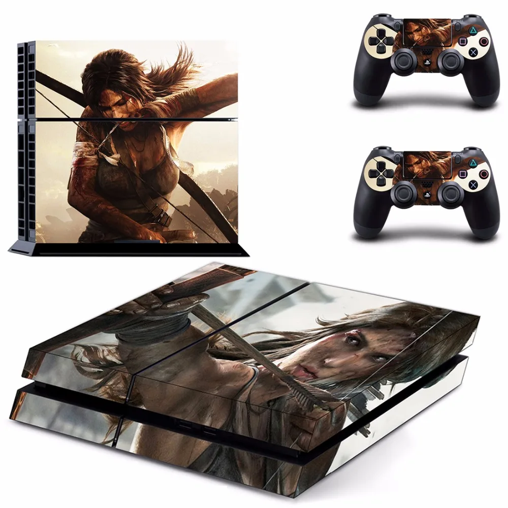 Game Tomb Raider PS4 Skin Sticker Decal For Sony PlayStation 4 Console and 2 Controllers PS4 Skins Sticker Vinyl