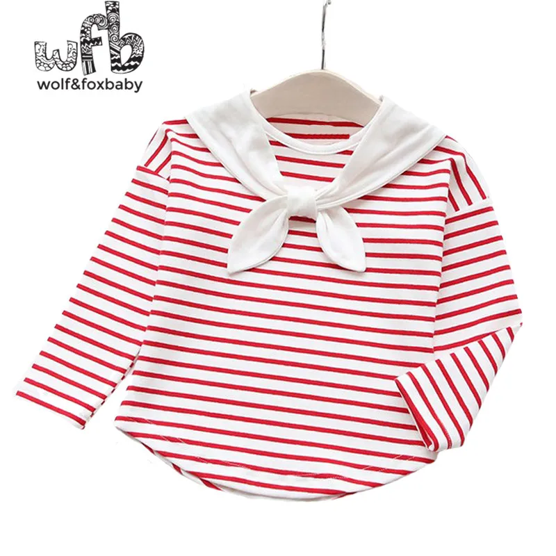 

Retail 3-10 years T-shirts full-sleeves striped O-neck College style kids children spring autumn fall