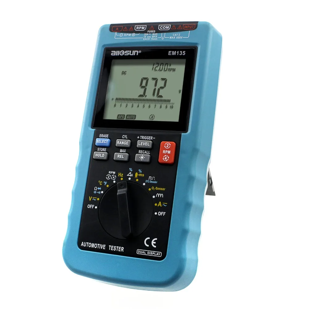 all-sun EM135 Modern Digital Automotive Multimeter 20A ACA/DCA Max Autorange Automotive Tester Multimeter Function