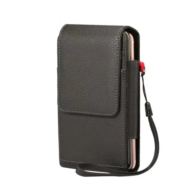 luxury Universal vertical Double layer Black Holster Leather Case Cover Belt Clip for Lenovo A2010 A 2010 Phone bag Accessories