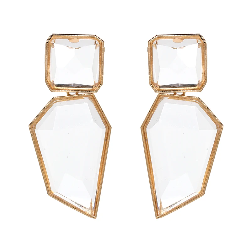 FASHIONSNOOPS Geometric Transparent Acrylic Dangle Earrings for Women Fashion Charm Statement Big Drop Earrings New 2018