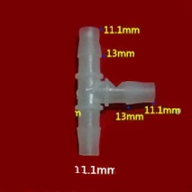 

11.1mm plastic tube equal tee fitting