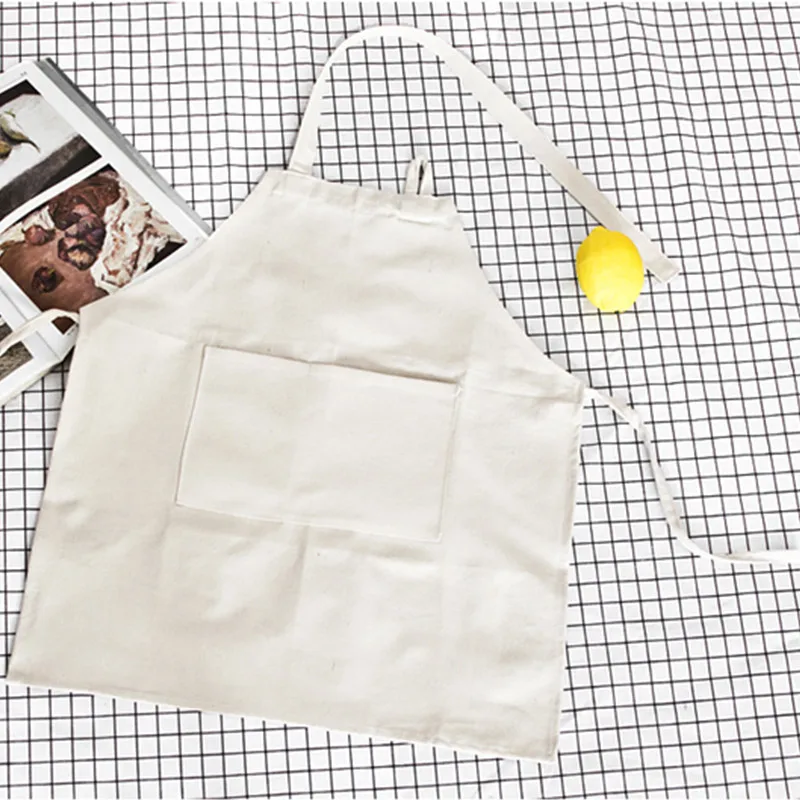 

White Kids Canvas Apron Black School Painting Craft Gardening Drawing Clothes Children Home BBQ Baking Cooking Play Ware B4