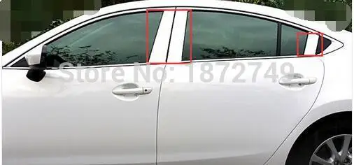 

2013 2014 2015 For Mazda 6 Atenza Exterior Window Middle Pillar Posts Cover Trim Steel 6pcs