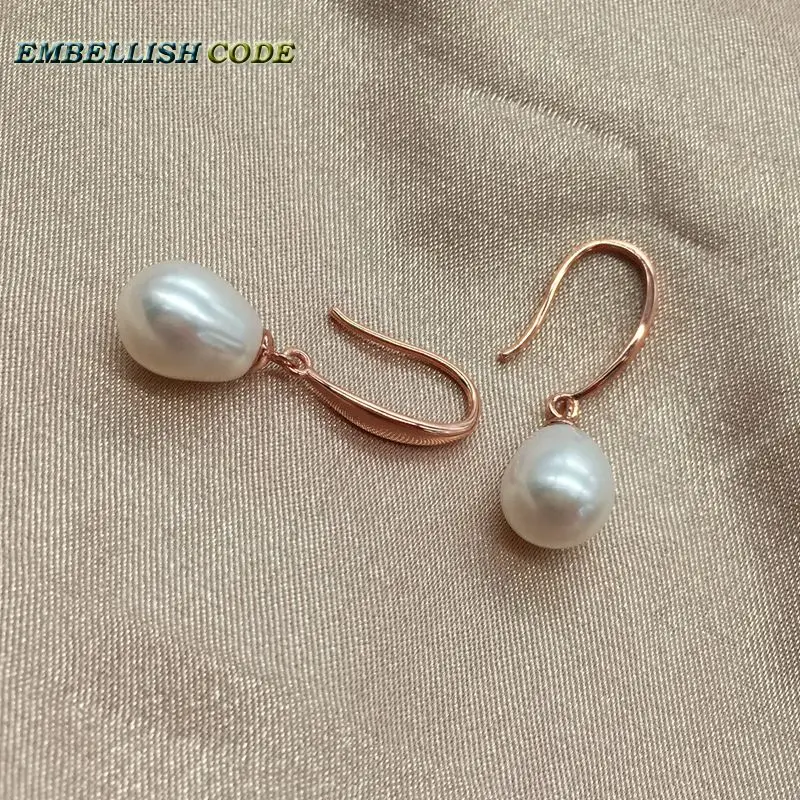 charming hook earrings natural freshwater cultured fine pearls teardrop shape flawless jewelry rose red gold-plated for women