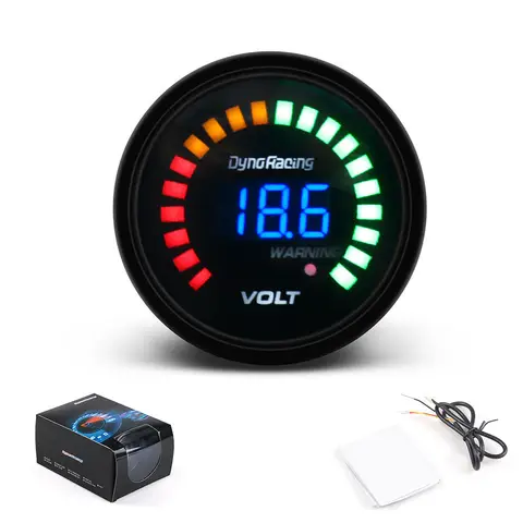 Dynoracing 자동차 디지털 전압계, LED 블랙 케이스, 8-16V 볼트 게이지, TT101456, 2 인치, 52mm, 12V