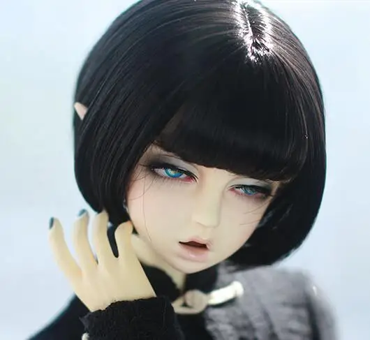 New 1/3 22-24cm 1/4 17.5~19.5cm Handsome Black Pear Flower Short hair BJD SD MSD Doll Wig