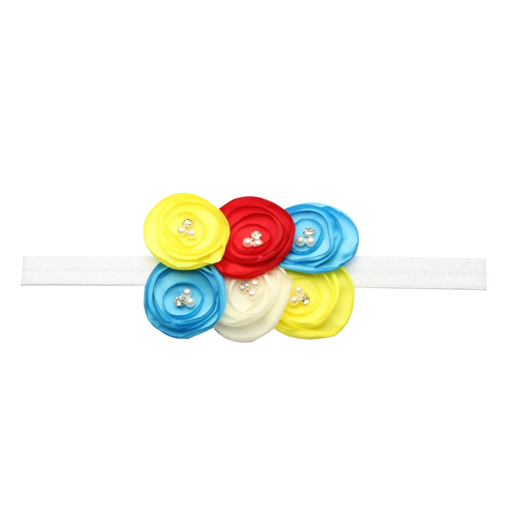 

2018 New Baby Six Flowers Headband Girls Rhinestone pearl Hair Bands Children Headdress Hairwrap Haar Accessories 10pcs/lot