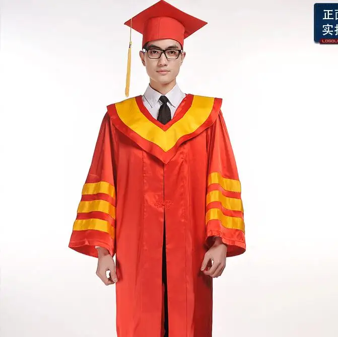 Abbigliamento di laurea abito uniforme da laurea abito accademico principale Red Headmaster Robe Photography