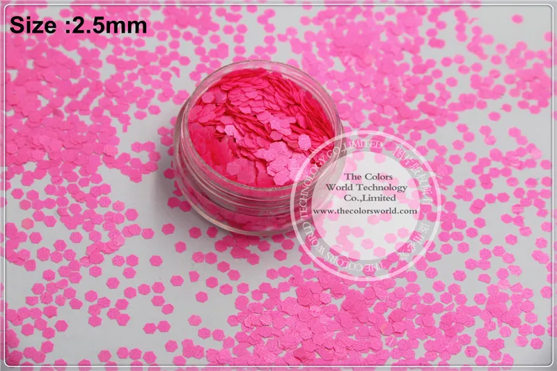 TCF502 Neon Shocking Pink  Colors 2.5mm size solvent resistant glitter for nail Art nail Polish or other DIY decoration