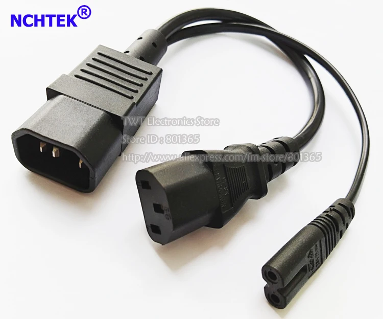 

NCHTEK IEC 320 C14 3Pin Male to C7 Female + C13 Female Power Adapter Cable, Y Type Splitter Power Cord/Free Shipping/10PCS