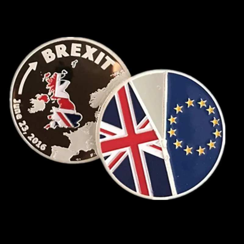 5 Pcs The 2016 Brexit badge England exit the European silver plated Elizabeth 40 x 3 mm decoration coin