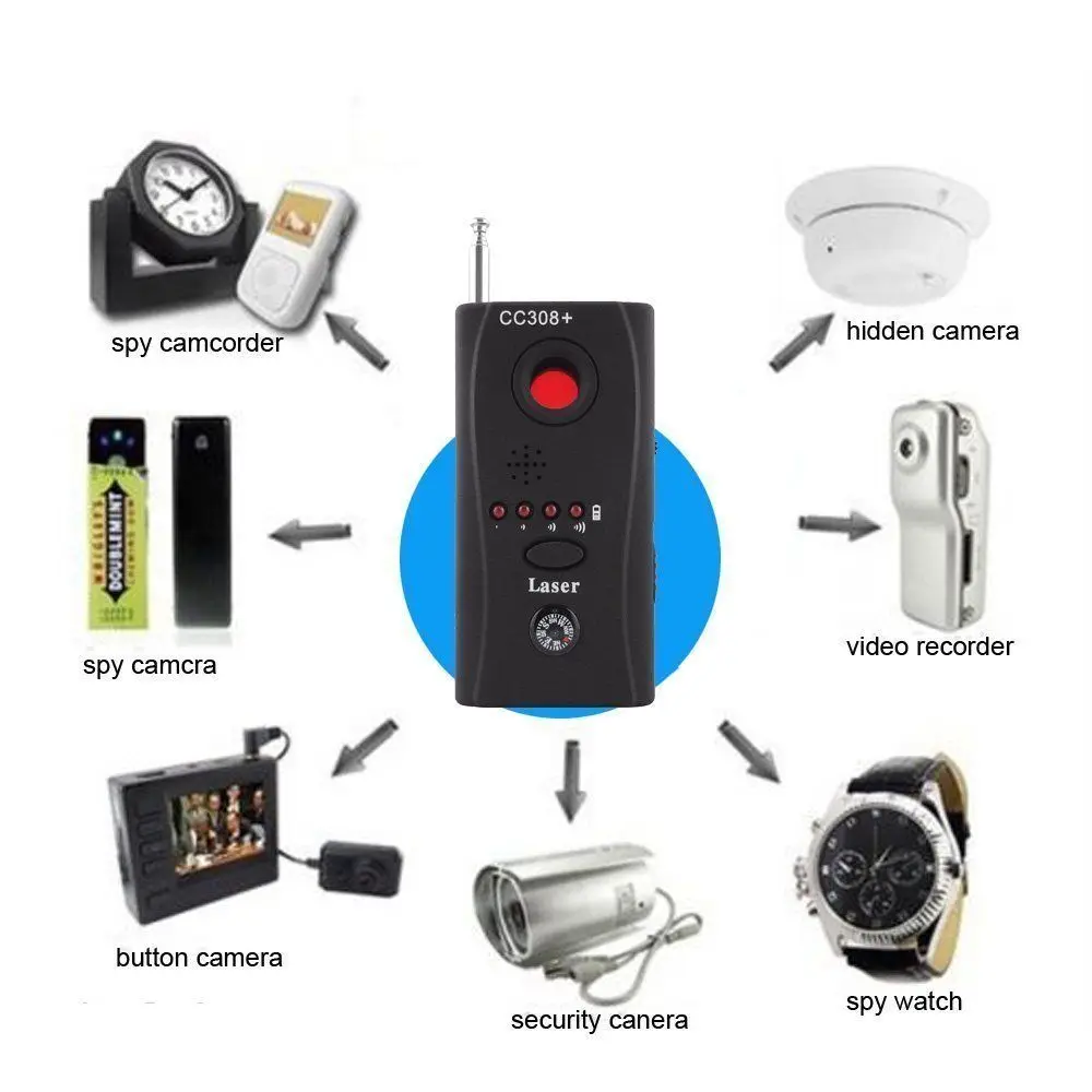 Full Range Anti - Spy Bug Detector CC308 Mini Wireless Camera Hidden Signal GSM Device Finder Privacy Protect Security