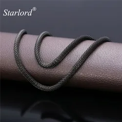 Starlord Black Mesh Chain Choker Necklace Cool Men's Jewelry 5MM 55CM/66M Black Gun Color Stainless Steel Round Necklace GN1605