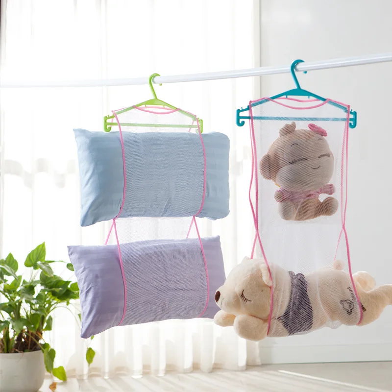 Creative Candy-colored 2-layer drying storage bag Clothes Pillow-woven mesh drying basket-basket rack sun drying basket QW109