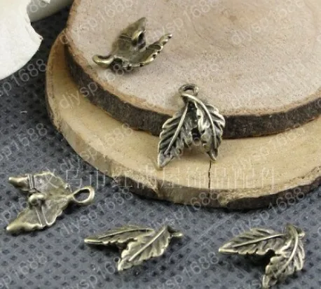 

200pcs/lot alloy bead Antique Bronze 13*10MM leaf connection with 2 holes Jewelry Findings,Accessories pendant,JJA1770