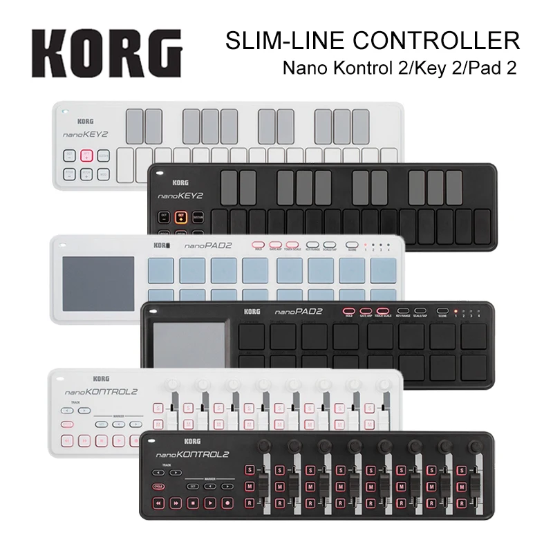 Korg nanoKEY2 nanoPAD2 nanoKONTROL2 Slim-Line USB MIDI Pads 16 Tripper Pads with USB Cable