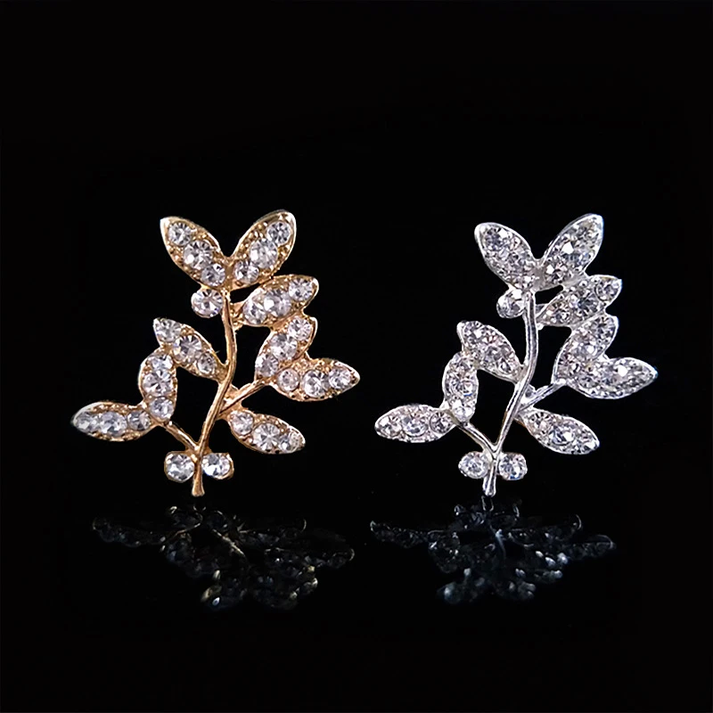 2018New 100Pcs Rhinestones Branch Leaves Button for DIY Bridal Hair Accessories and Wedding Clothes Decoration HZ454