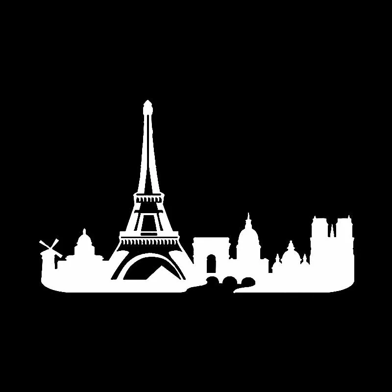 YJZT 15.3CM*9.4CM Vinyl Car Sticker Decal Paris City Skyline Eiffel Building Black/Silver C3-1821