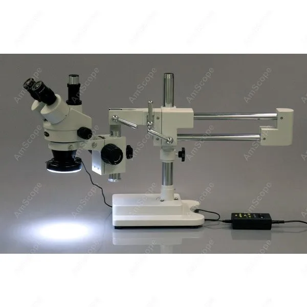 Trinocular Stereo Microscope--AmScope Supplies 7X-45X Trinocular Stereo Microscope with Variable 144-LED Ring Light