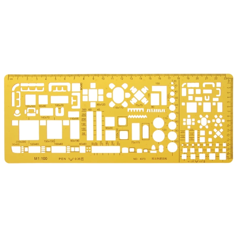 Professional Architectural Template Ruler Drawings Stencil Measuring Tool Supply AUG-23A