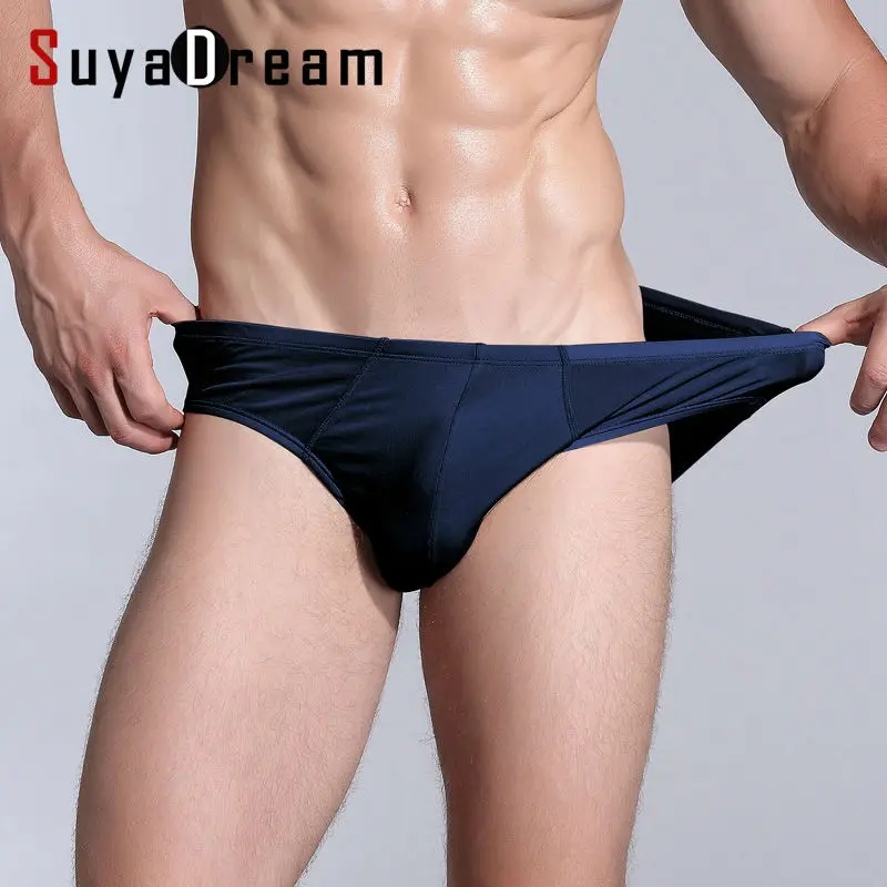 Men Silk panties 100% Natural silk Briefs Mid-rise underwear Mens Healthy lingerie Solid Navy black silver 2023