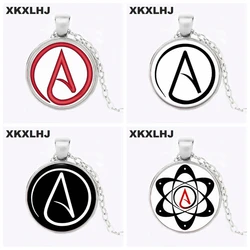 XKXLHJ Hot Selling Atheist Symbol Pendant Necklace Glass Dome Jewelry Art Photo Sweater Chain Necklace Pendant Gift