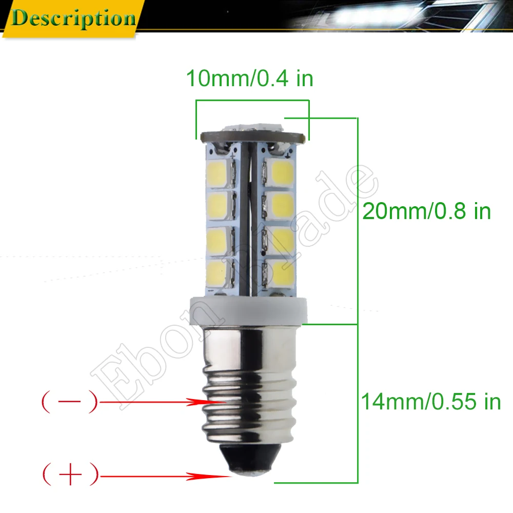 2Pcs E10 lampadina a LED 18SMD vite di aggiornamento 6V 12V 24V DC luce in miniatura sostituzione bianca per torcia torcia bici illuminazione della