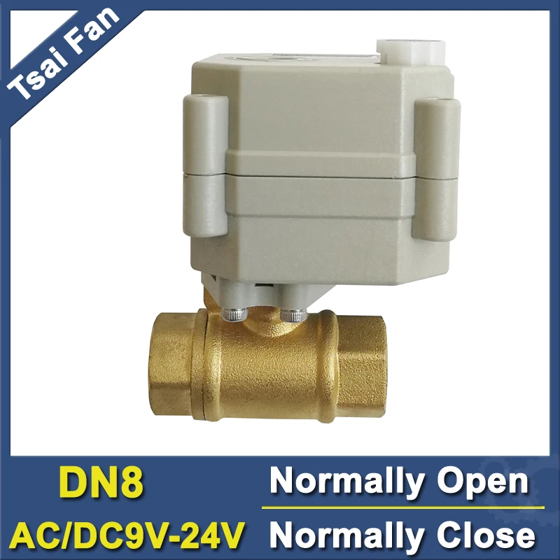 

1/4'' (DN8) AC/DC9V-24V 2 Way Brass Actuated Water Valve Normal Open/Close Valve With Manual Override Metal Gears